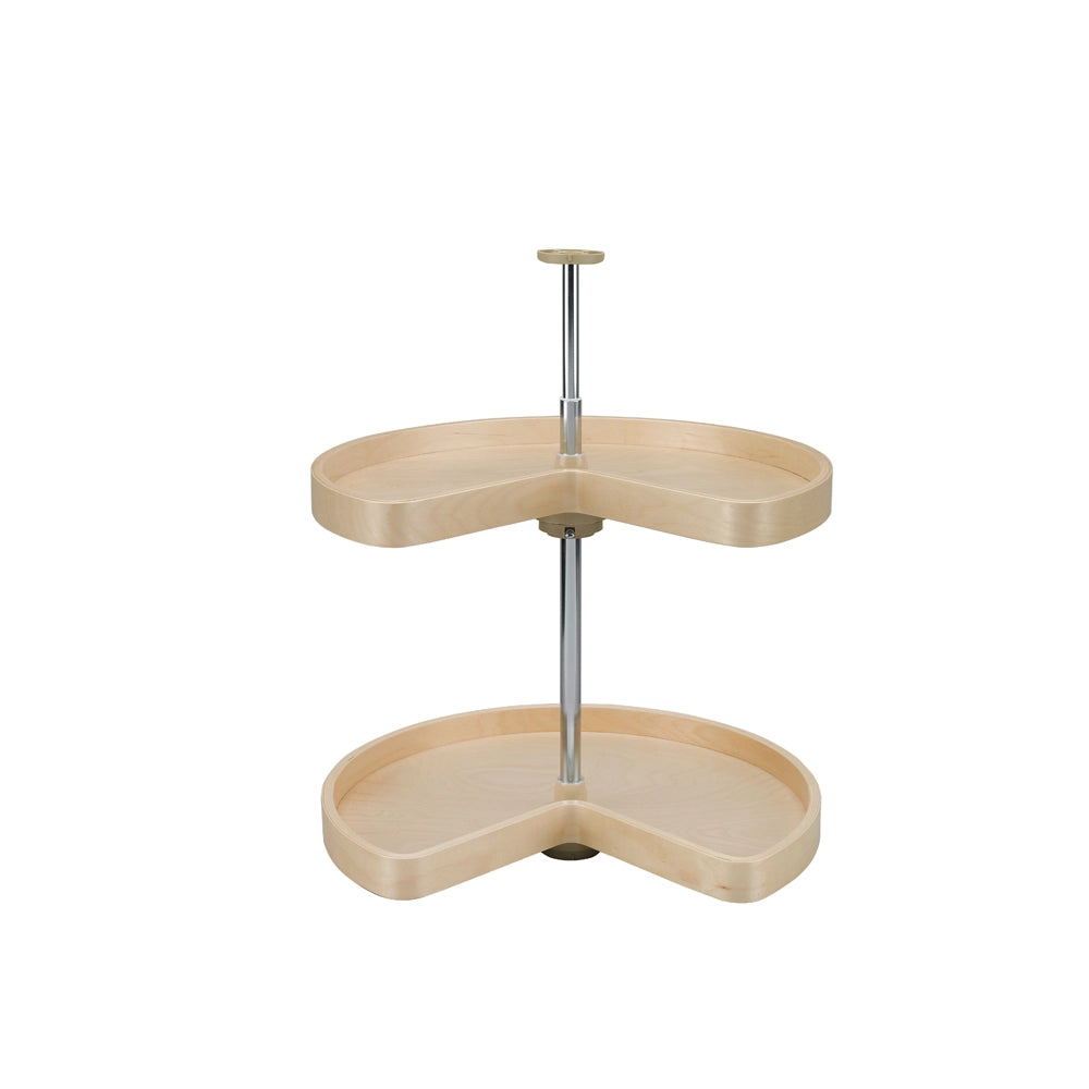Kidney Shape LD Banded Wood 2 Shelf Corner Lazy Susans - 28 in.