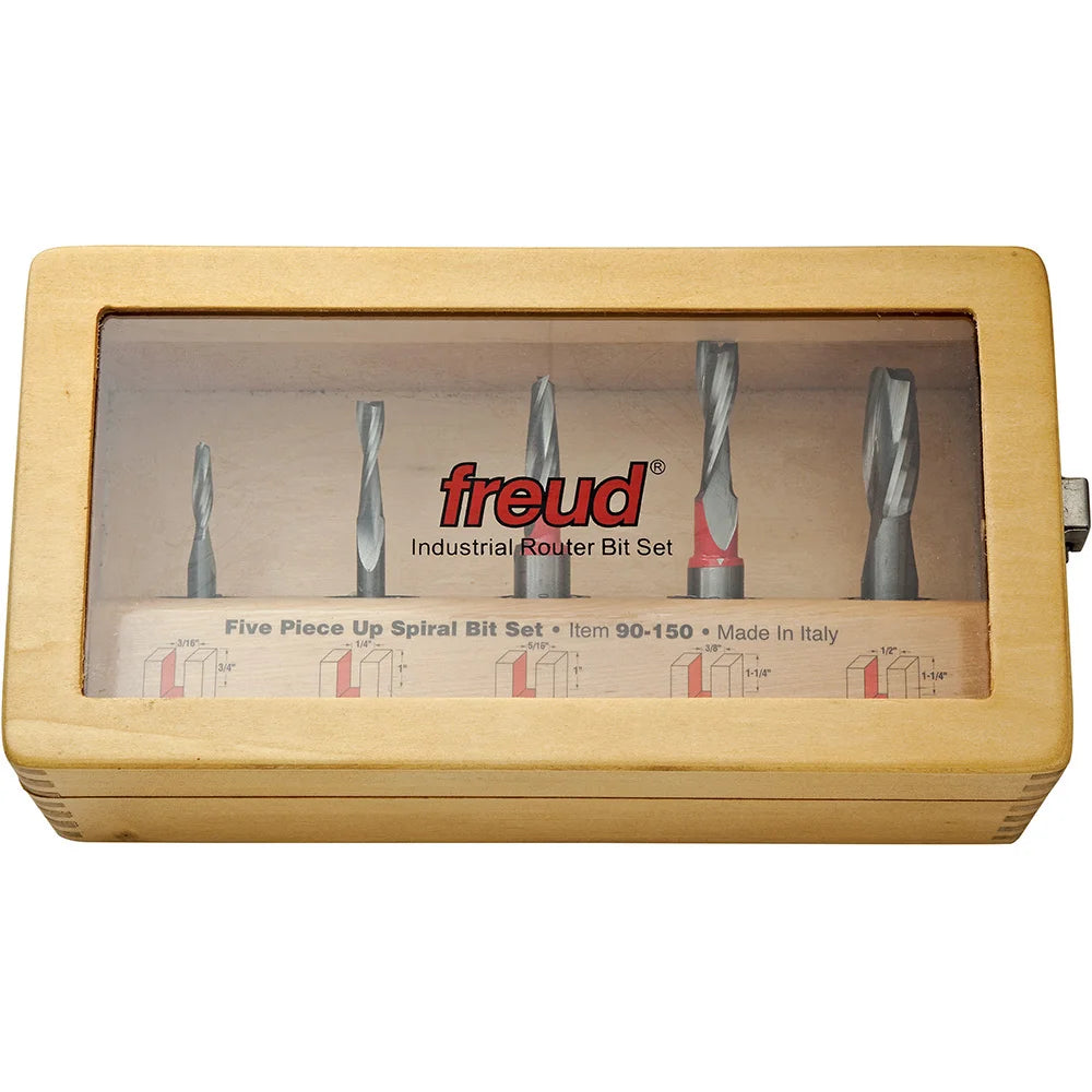 Freud® 90-150 5-Pc. Up Cut Spiral Router Bit Set