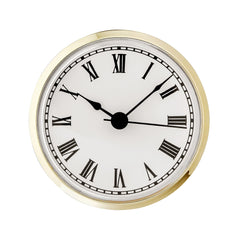 3" Clock Face - Wht/Blk Roman/Gold