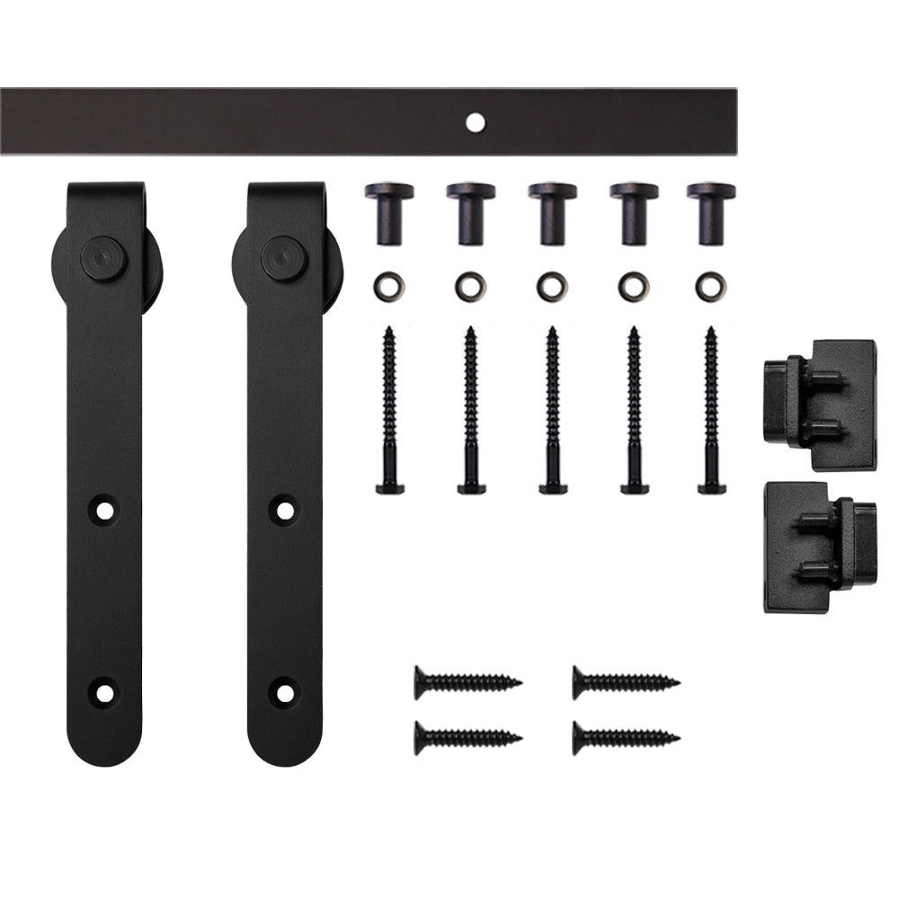 6' Rounded Stick Mini Rolling Door Hardware Kit for Furniture, Black