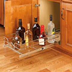 18" Single Pull-Out Chrome Wire Basket (22" Slides), Chrome, Wire (5WB1-1822-CR)