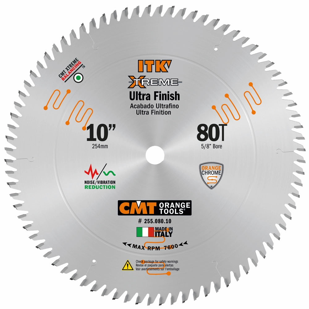 CMT ITK Extreme Ultra-Fine Finish Blade, 10'' x 80T x 5/8'' Bore