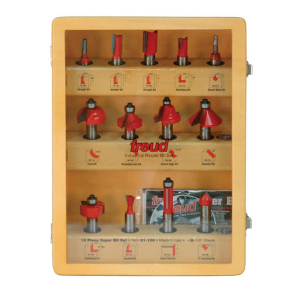 Freud® 91-100 13 Piece Super Router Bit Set - 1/2" Shank