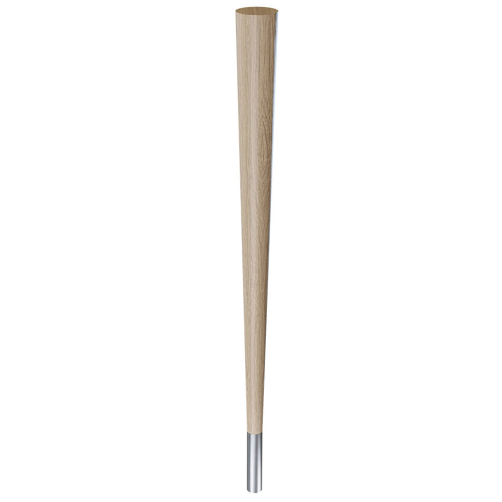29'' Tapered Turned Leg, White Oak with Semi-Gloss Finish, 4''H Brushed Aluminum Foot