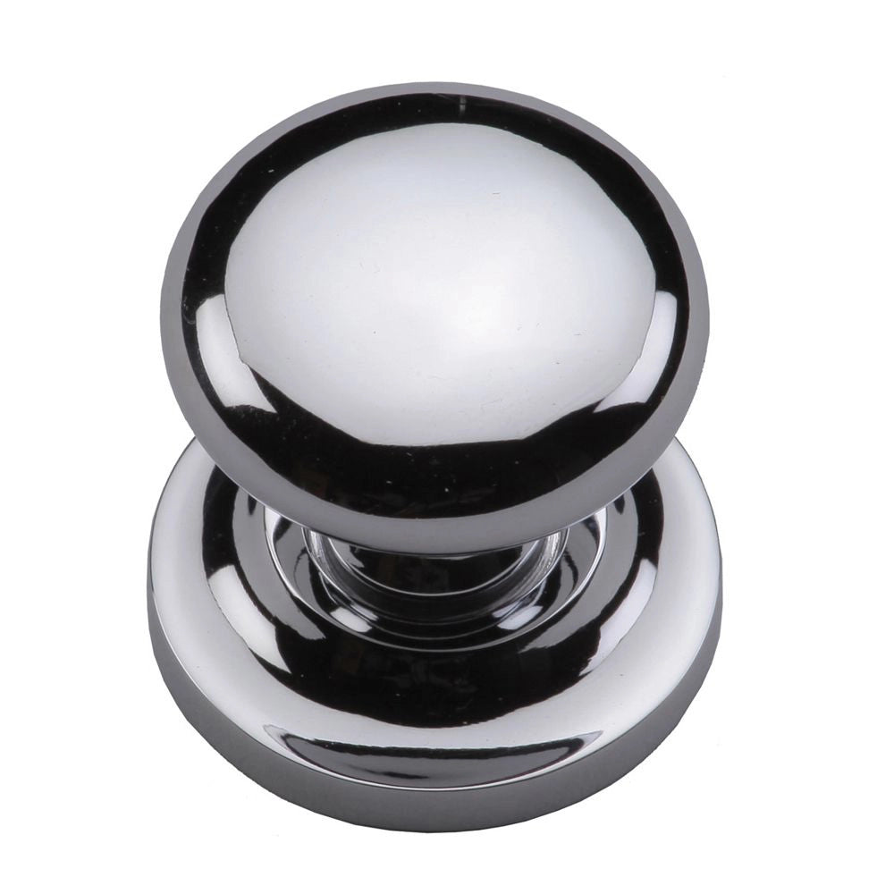 1-1/4''  Round Cabinet Knob on Rose, Polished Chrome