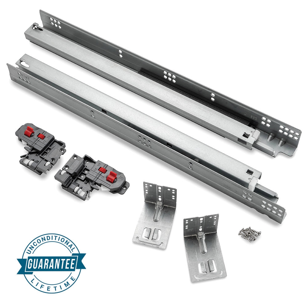 Full Kit 12'' Rockler Centerline Lifetime Soft-Close Undermount Drawer Slides with Mounting Hardware