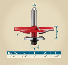 Freud® 99-571 Quadra-Cut™ Ogee Raised Panel Bits with Back Cutters Router Bit - 3-1/2" Dia x 1" H x 1/2" Shank