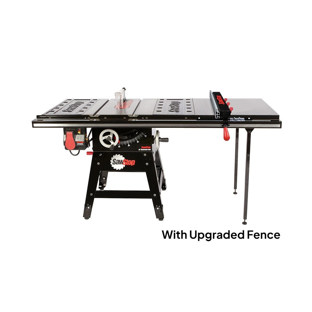 SawStop Contractor 1.75HP Saw with 36 Professional T-Glide Advance Fence, Rails & Extension Table