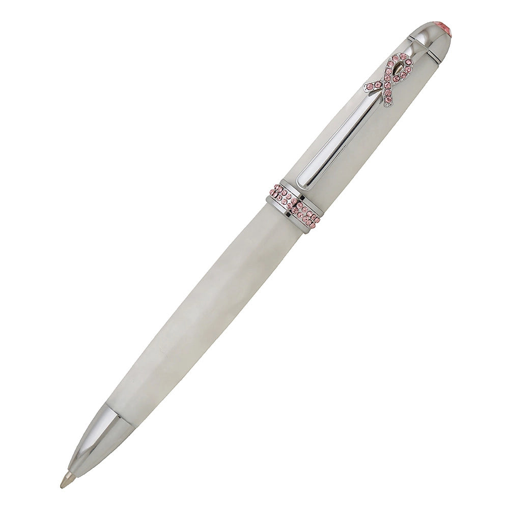 Breast Cancer Awareness Pen Hardware Kit, Chrome with Pink Crystals