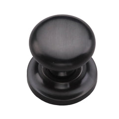 1-1/2''  Round Cabinet Knob on Rose, Dark  Oil-Rubbed