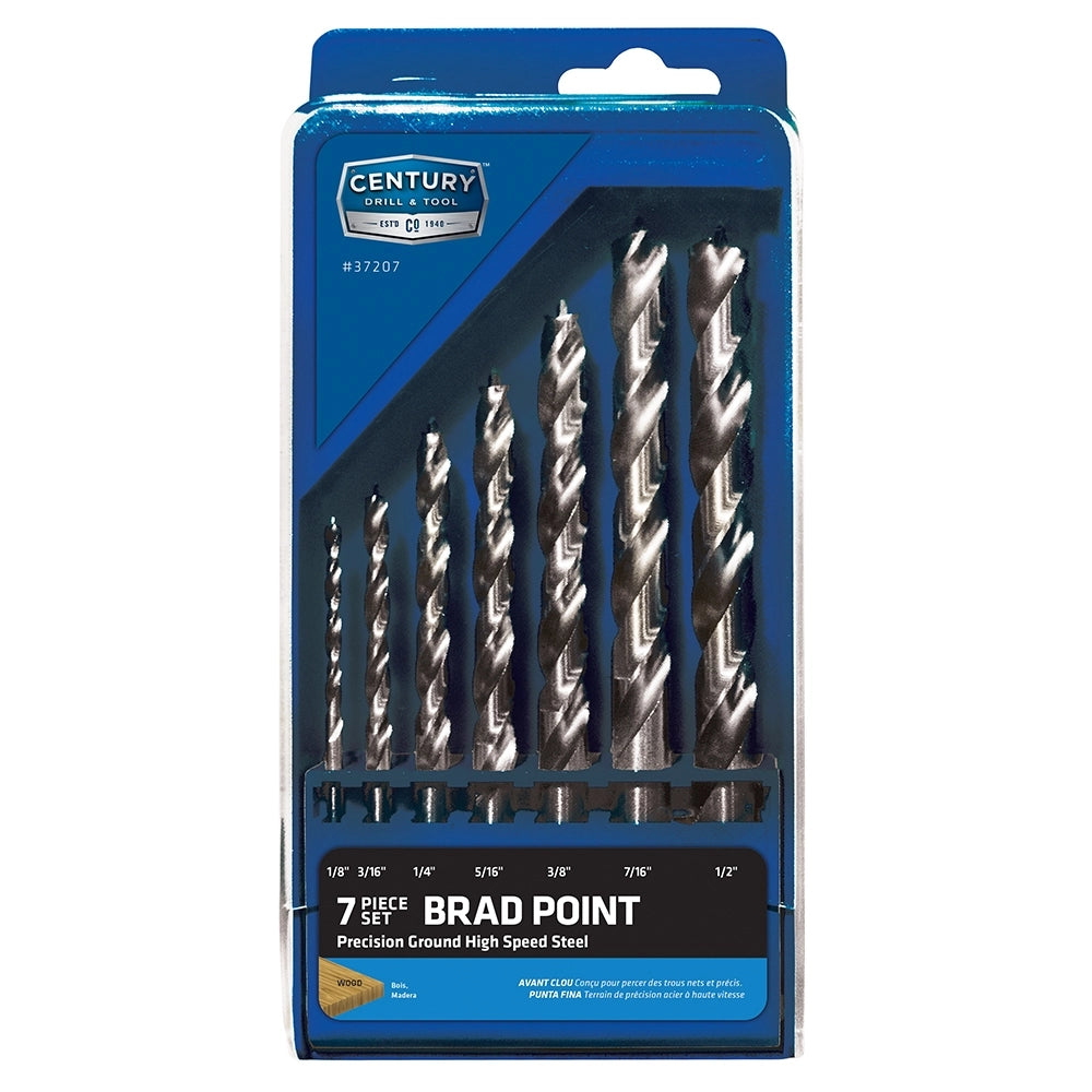 7-Piece HSS Brad Point Drill Bit Set, Imperial