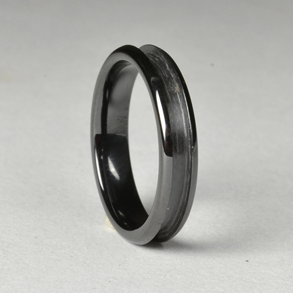 Black Ceramic Ring Core Blank, 4mm Wide, Size 4