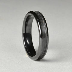 Black Ceramic Ring Core Blank, 4mm Wide, Size 4