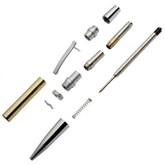 Elegant Manhattan Ballpoint Pen Hardware Kit - Chrome w/ Satin Chrome Accents
