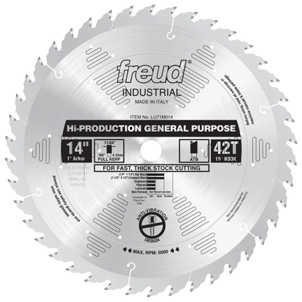 14" x 42T Freud® Industrial High-Production General Purpose Blade (LU71M014)