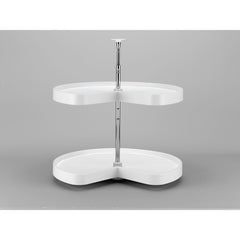 Kidney Shape LD Polymer 2 Shelf Corner Lazy Susans - 28 in. White