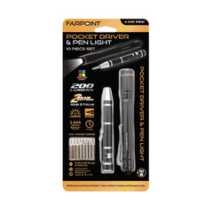 Pocket Screwdriver Set with 200-Lumen Pen Light
