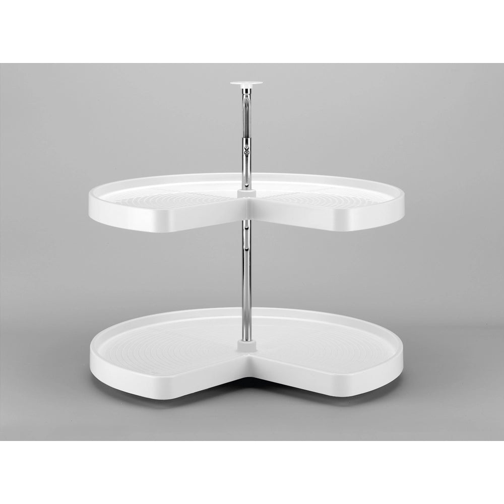 Kidney Shape LD Polymer 2 Shelf Corner Lazy Susans - 32 in. White