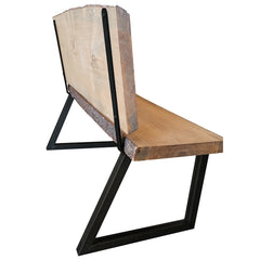 Welded Steel Bench / Chair Legs with Backrest (Pair) Black Powder Coat