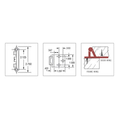 Variable Overlay Self-Closing Face-Mount Reverse Bevel Cabinet Hinges, Polished Chrome