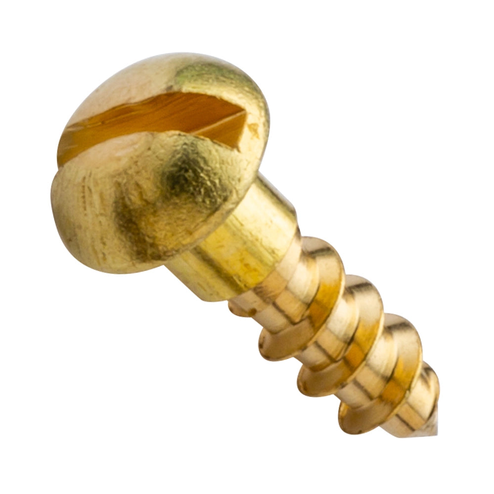 Centerline #4 x 3/8'' Round Head Slotted Wood Screws, Solid Brass, 50-Pack
