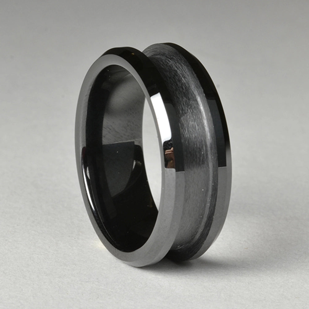 Black Ceramic Ring Core Blank, 8mm Wide, Size 9
