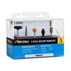 Kutzall 5-Piece Assorted Burr Kit for Rotary Tools, 1/8'' Shaft