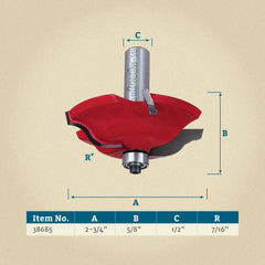 Freud® 99-513 Quadra-Cut™ Ogee Raised Panel Router Bit - 2-3/4" Dia x 5/8" H x 1/2" Shank