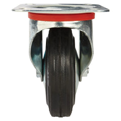 4'' 155-lb. Steel-Hub Rubber Caster, Swivel w/Total Lock Brake