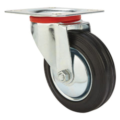 4'' 155-lb. Steel-Hub Rubber Caster, Rigid