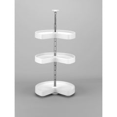18 in. Kidney Shape LD Polymer 3 Shelf Corner Lazy Susans - White