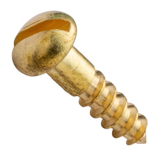 Centerline #5 x 1/2'' Round Head Slotted Wood Screws, Solid Brass, 50-Pack