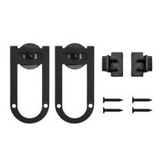 4' Long Horseshoe Mini Rolling Door Hardware Kit for Furniture, Black
