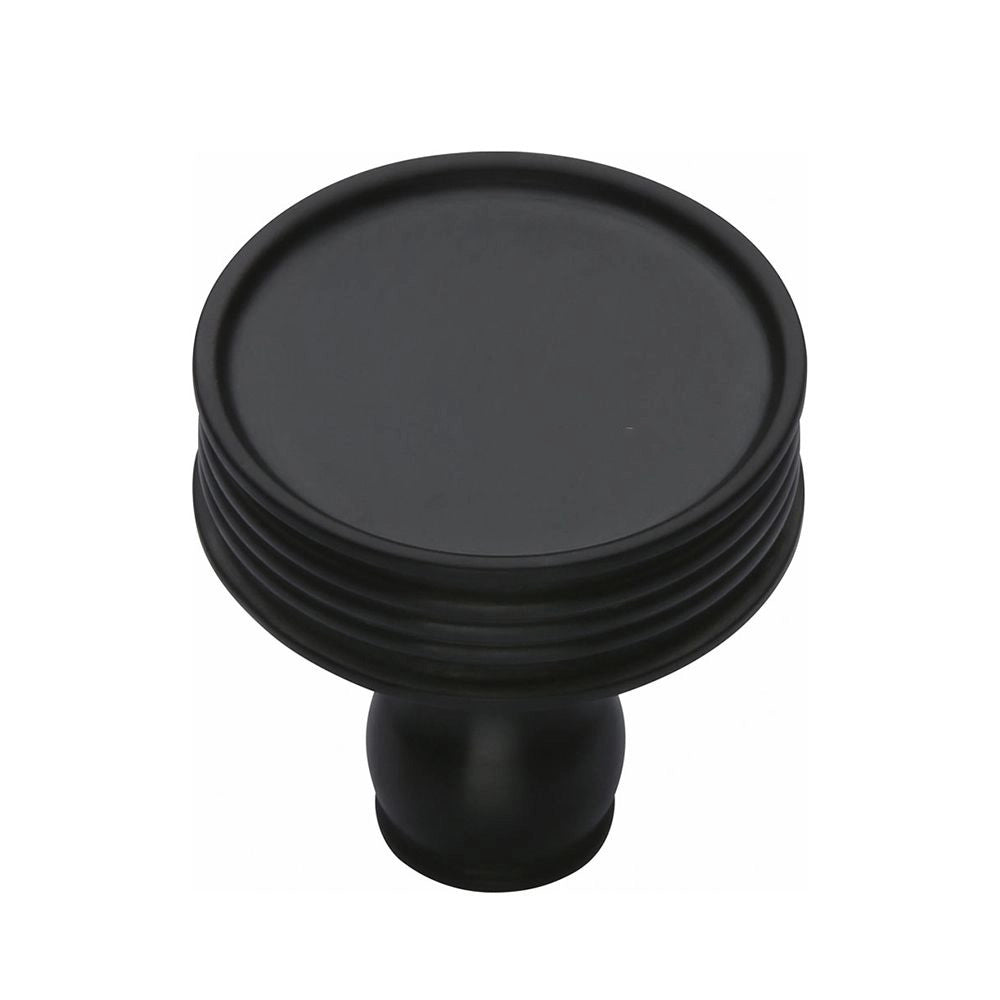 1-1/4''  Lisbon Ridged Cabinet Knob, Flat Black