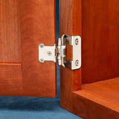1/2'' Overlay Self-Closing Partial Wrap Cabinet Hinges, Satin Nickel