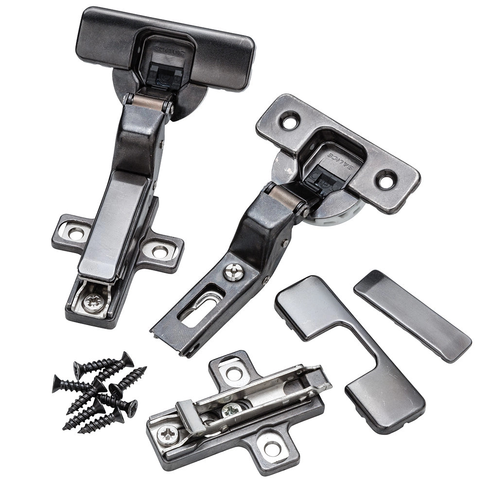 Salice 105° Long Arm Hinges, Frameless, Titanium Finish, Half Overlay