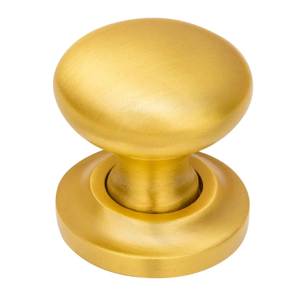 1-1/4''  Round Cabinet Knob on Rose, Satin Brass
