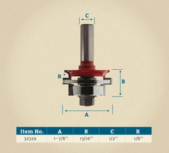 1/4'' D x 3/16'' H x 1/8'' R x 1/4'' Shank Freud #20-301 Beadboard Bit