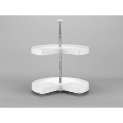 Kidney Shape LD Polymer 2 Shelf Corner Lazy Susans - 18 in. White
