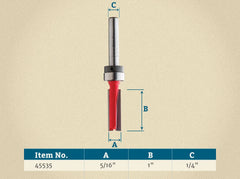 Freud® 50-098 Oversized Top Bearing Flush Trim Router Bit - 5/16" Dia x 1" H x 1/4" Shank
