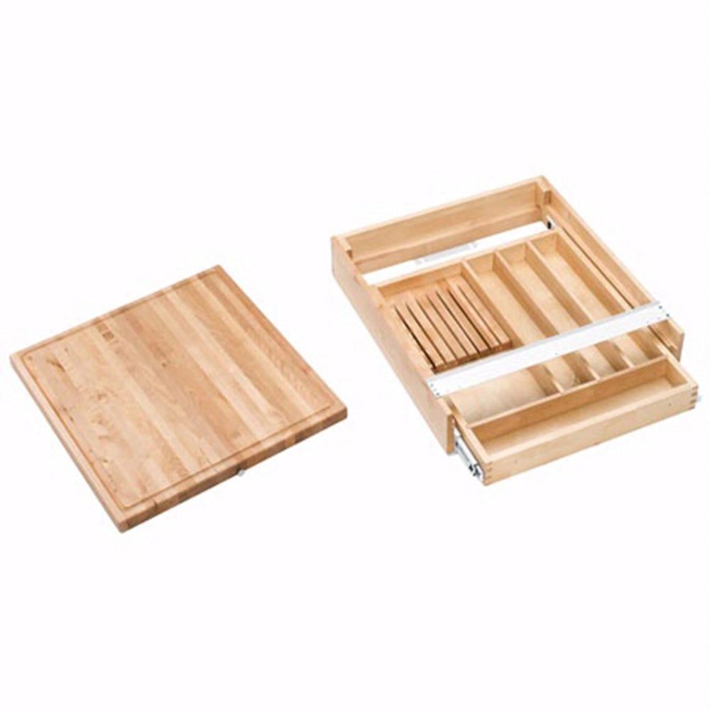 20-1/2" Wide Knife Holder and Cutting Board Drawer System, Wood - Maple (4KCB-24)