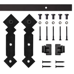 6' Double Diamond Mini Rolling Door Hardware Kit for Furniture, Black