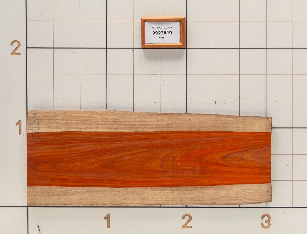 African Padauk Live Edge Slab, 14-1/4''W x 36''L x 1-1/8'' Thick
