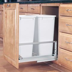 Double 27 Quart Pull-Out Waste Container, White (5349-1527DM-2)