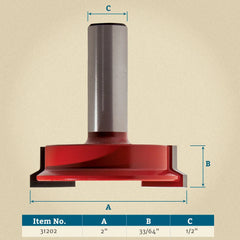 Freud® 99-240 Drawer Lock Router Bit - 2" Dia x 33/64" H x 1/2" Shank
