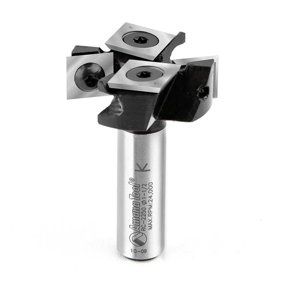 Amana Tool Mini Spoilboard Flattening/Rabbeting Router Bit with 4 Carbide Inserts, 1-1/2'' Dia. x 1/2'' Cutting Height x 1/2'' Shank