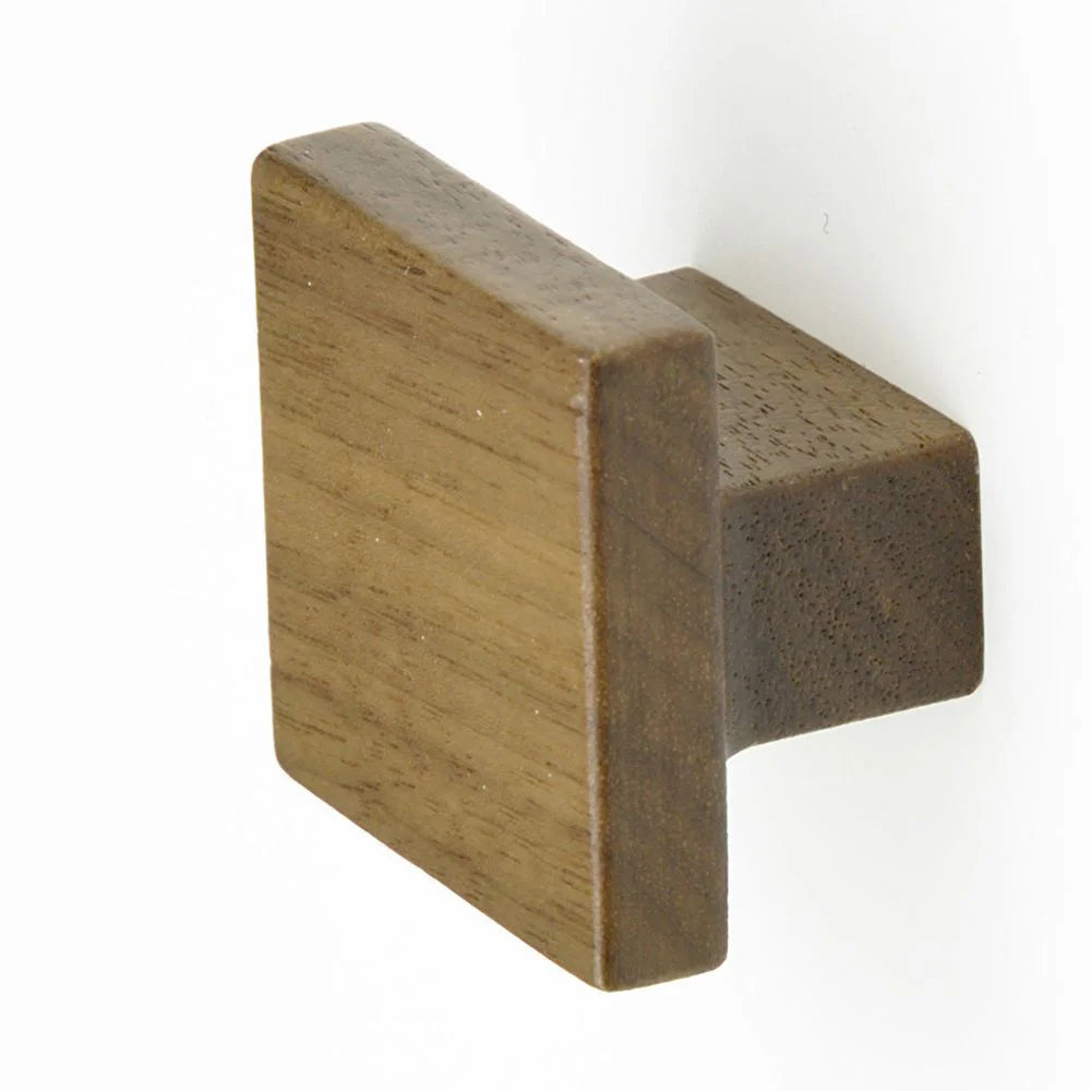 1-3/8''  Designer Wood Square Cabinet Knob, Walnut