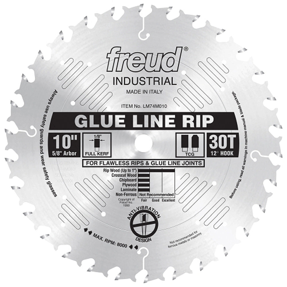 Freud® 10" x 30T Industrial Glue Line Rip Saw Blade - LM74M010