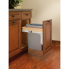 Double Soft-Close Top Mount 1.5'' Face Frame Wood Waste Containers - 27 qt.