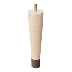 6'' Tapered Turned Leg, Hard Maple, 1''H Brushed Aluminum Foot